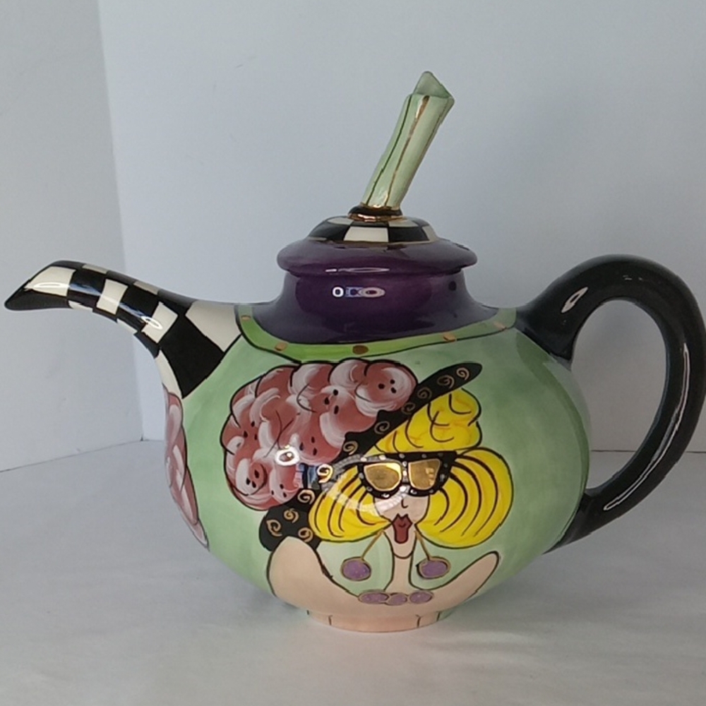 Vintage 2002  Whimsical Lynda Cornelle Swak Art Collectible Teapot